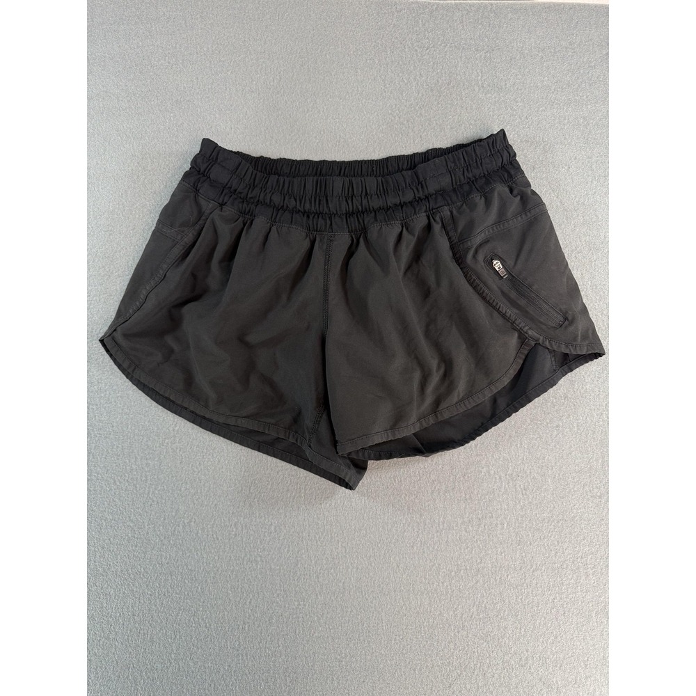 Lululemon Shorts Womens 8 Black Running Lightweight Elastic Waist Zipper Pocket